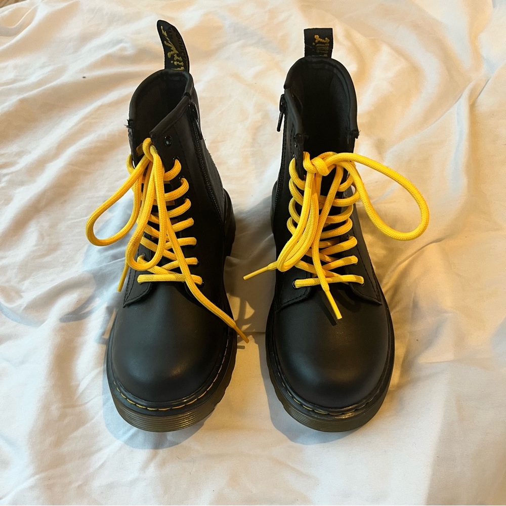 Brand New! Dr. Martens Kids’ Black Boots with Yellow Laces
